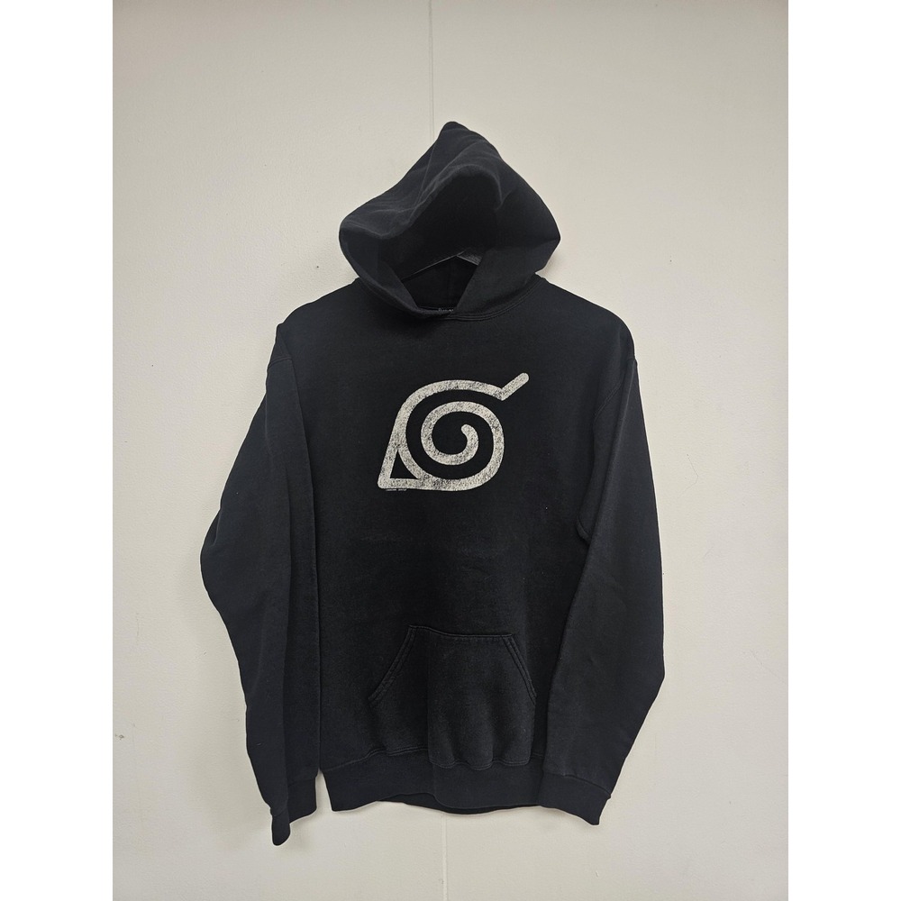 Naruto Hoodie Youth XL Black Leaf Village Symbol‎ Fleece Anime Pullover Graphic